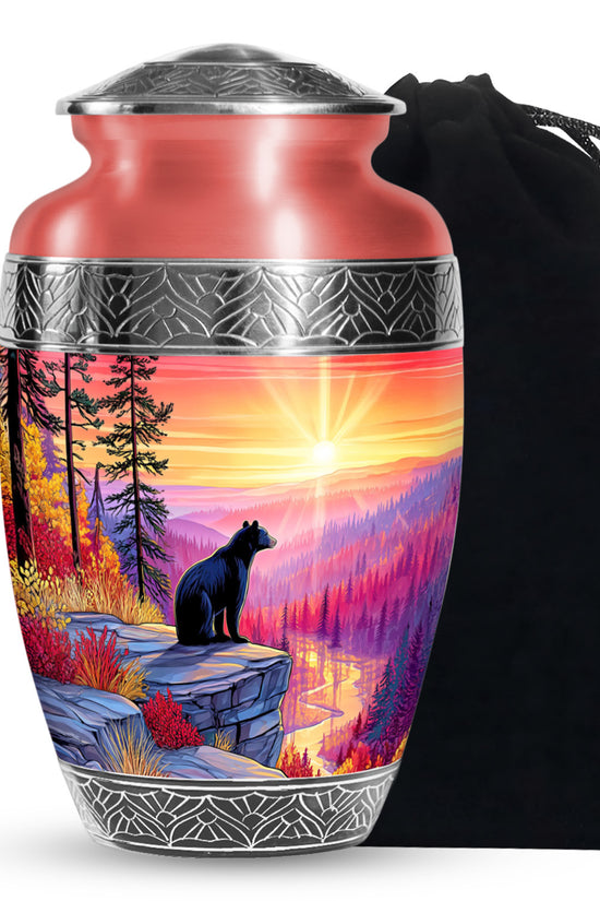 Black Bear Funeral Urn - Mountain Sunset Urn For Human Ashes