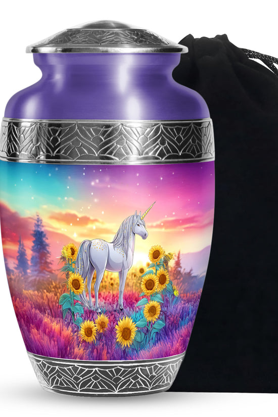 Beautiful Unicorn Urn - Sunset Memorial Urn For Male & Female
