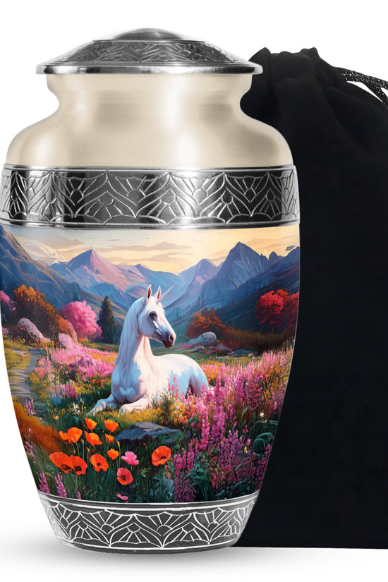 Nature Unicorn Cremation Urn – Flower Field Memorial Urn For Ashes