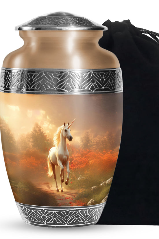 Golden Unicorn Funeral Urn - Forest Memorial Urn For Loved Ones Ashes