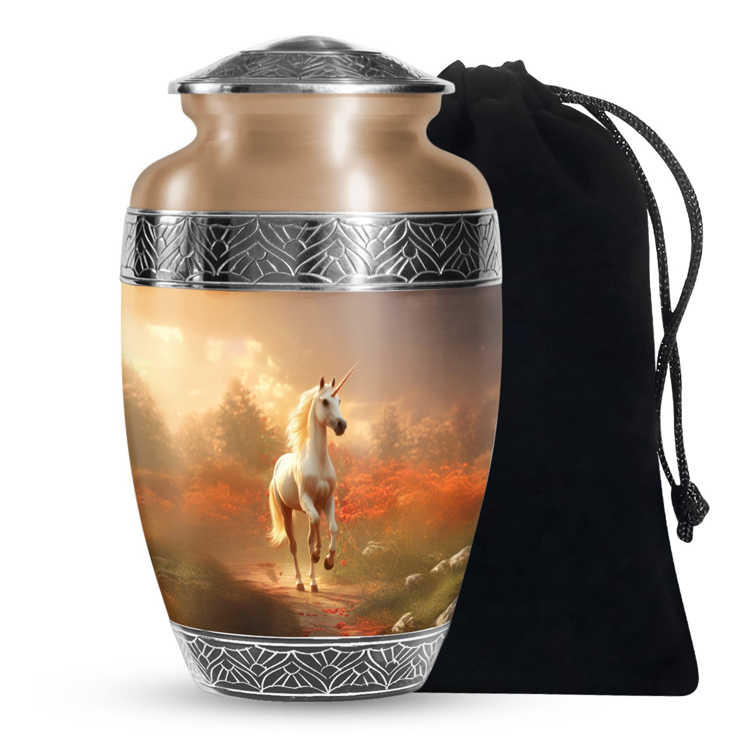Golden Unicorn Funeral Urn - Forest Memorial Urn For Loved Ones Ashes