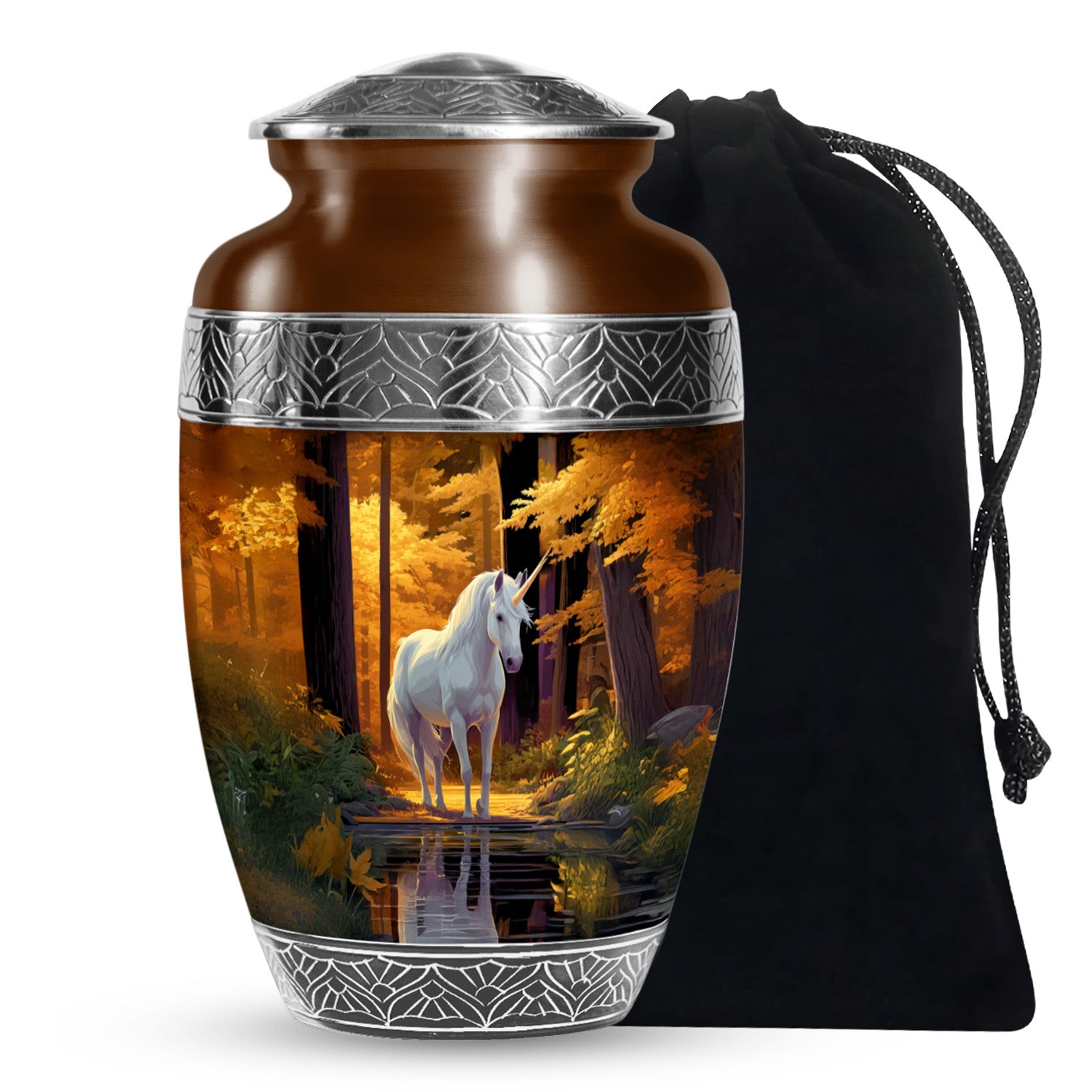 Unicorn Memorial Urn - Autumn Forest Cremation Urn For Adults Ashes
