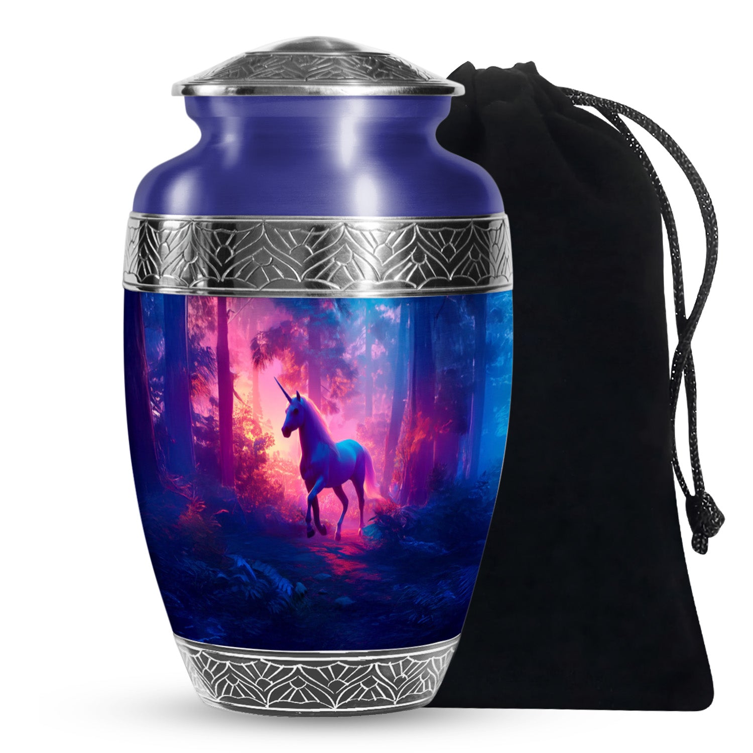 Unicorn Forest Funeral Urn - Neon Aluminium Urn For Human Ashes