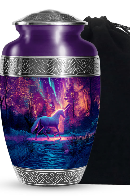 Purple Unicorn Cremation Urn - Fantasy Memorial Urn For Adult Ashes