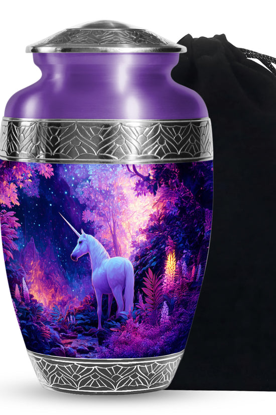 Magical Unicorn Memorial Urn - Forest Funeral Urn For Adult Ashes