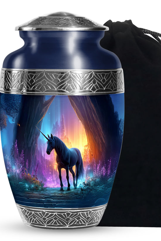 Black Unicorn Funeral Urn - Colourful Cremation Urn For Male & Female