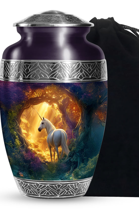 Golden Unicorn Funeral Urn - Forest Memorial Urn For Burial