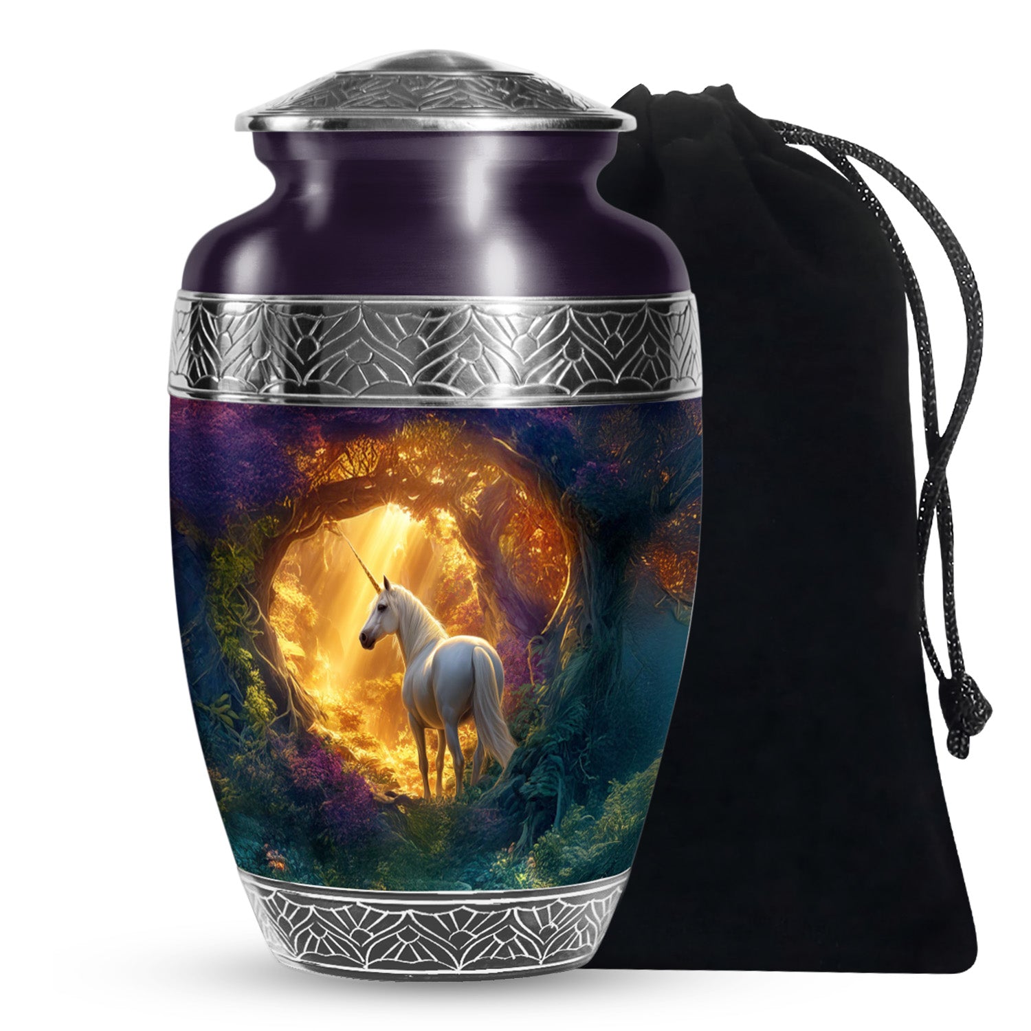 Golden Unicorn Funeral Urn - Forest Memorial Urn For Burial