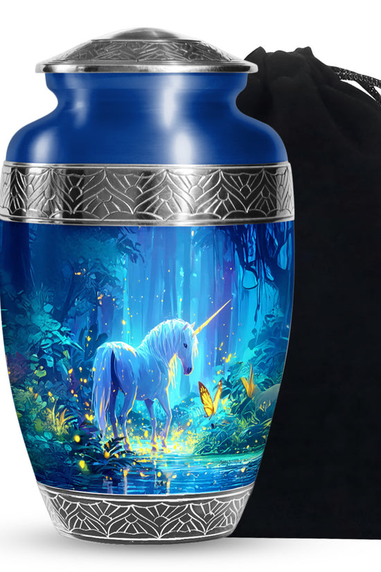 Mystical Unicorn Funeral Urn - Beautiful Forest Memorial Urn For Human Ashes
