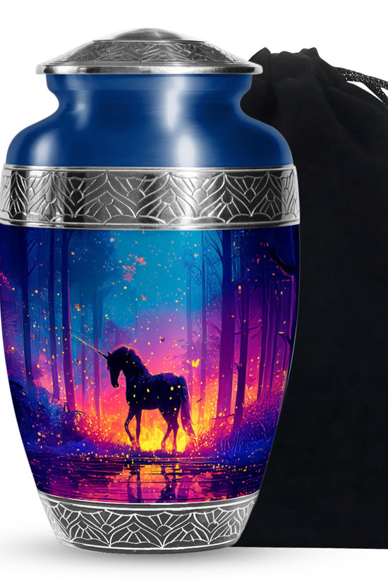 Fire Unicorn Memorial Urn - Forest Funeral Cremation Urn For Adult Ashes