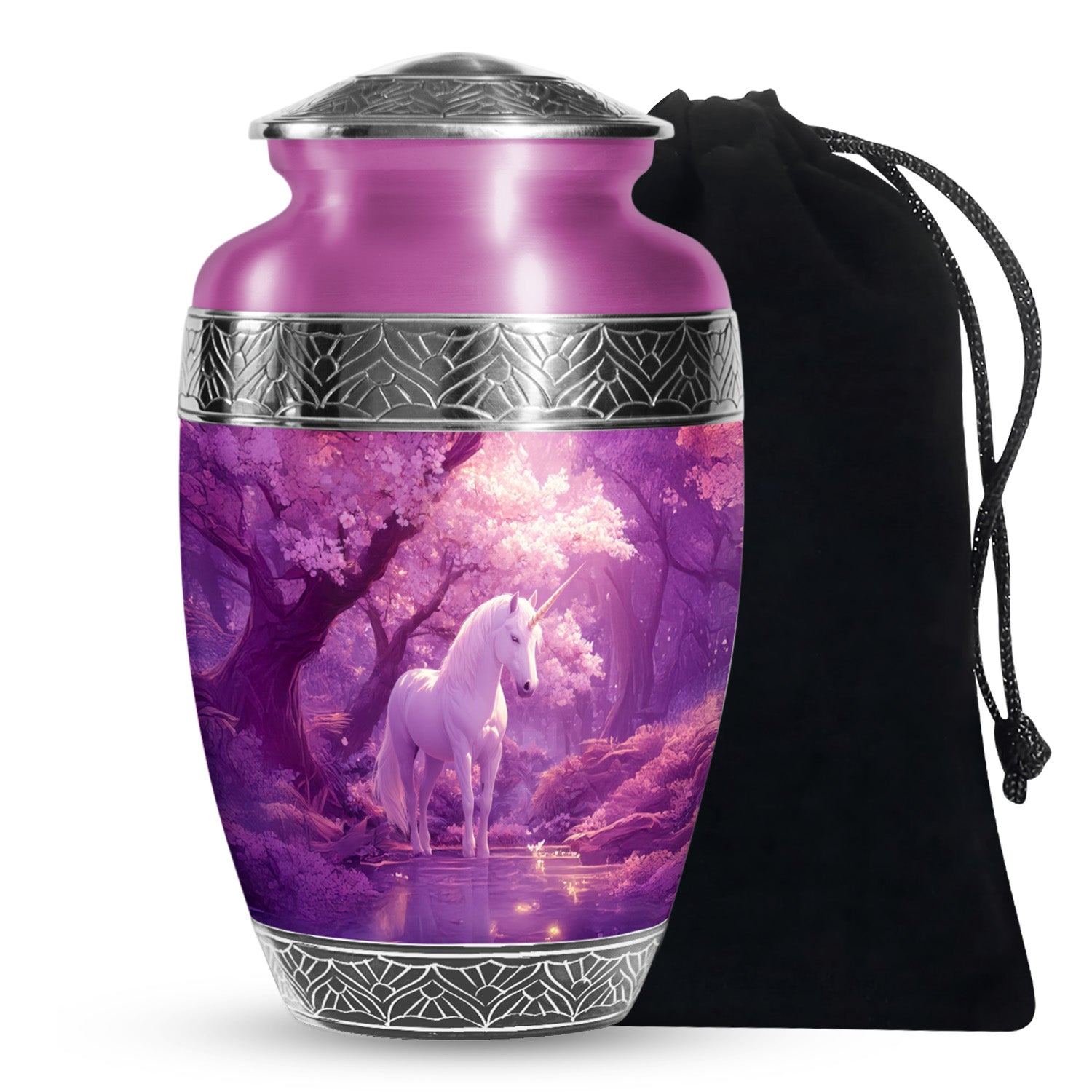 Beautiful Unicorn Cremation Urn - Purple Memorial Urn For Burial