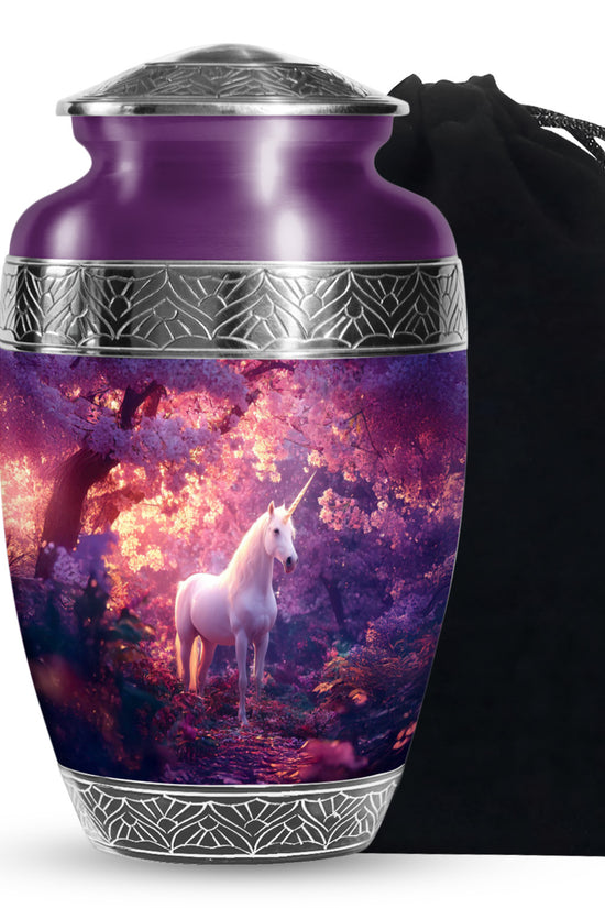 Magical Unicorn Memorial Urn - Blossom Forest Cremation Urn For Loved One