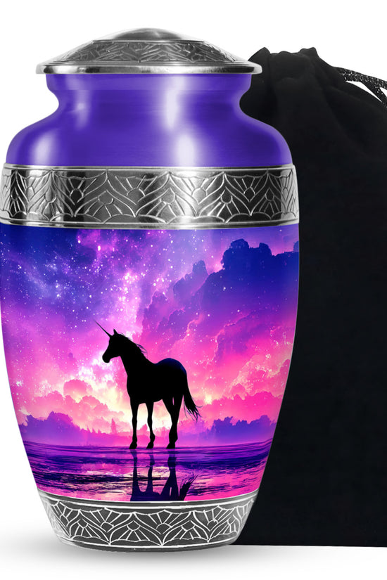 Galaxy Unicorn Cremation Urn - Fantasy Night Sky Memorial Urn For Burial