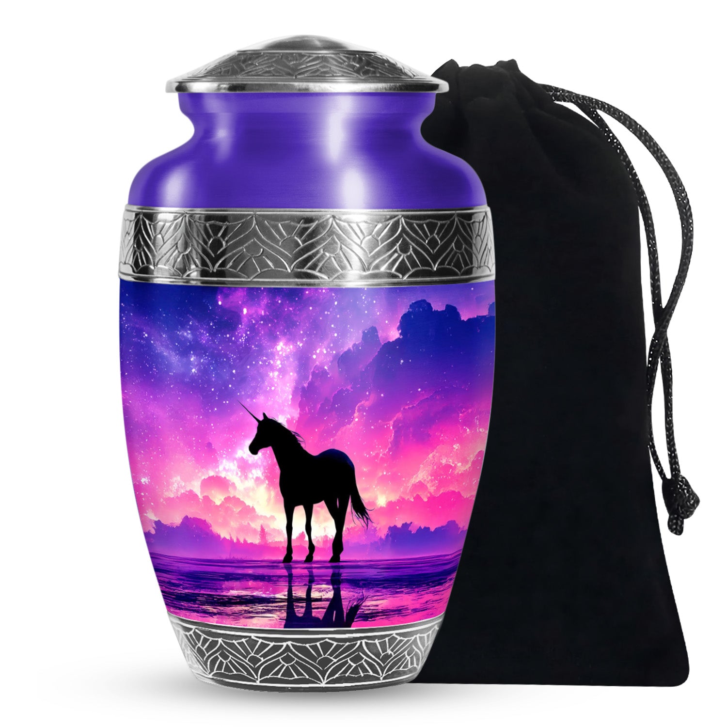 Galaxy Unicorn Cremation Urn - Fantasy Night Sky Memorial Urn For Burial