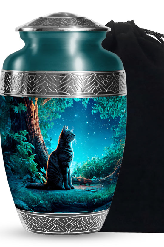Night Cat Memorial Urn - Moonlight Cremation Urn For Human Ashes