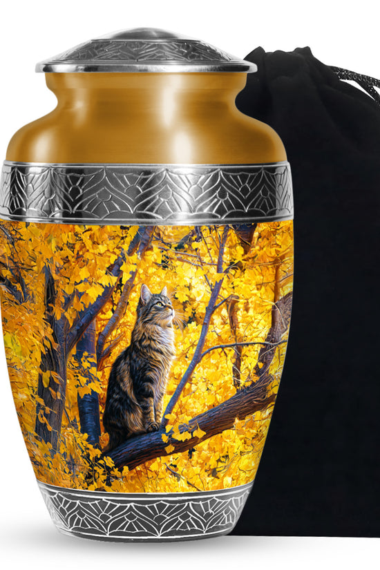 Autumn Nature Cat Cremation Urn - Elegant Funeral Urn For Human Ashes