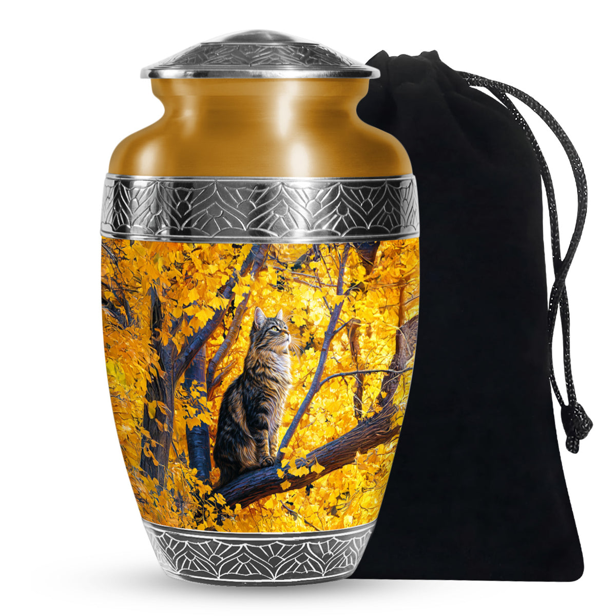 Autumn Nature Cat Cremation Urn - Elegant Funeral Urn For Human Ashes