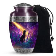 Black Cat Memorial Urn - Lavender Field Cremation Urn For Pet Ashes