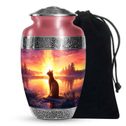 Orange Cat Funeral Urn - Beautiful Sunset Scene Urn For Ashes