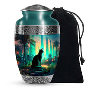 Mystic Cat Temple Funeral Urn - Decorative Aluminium Urn For Cat Ashes