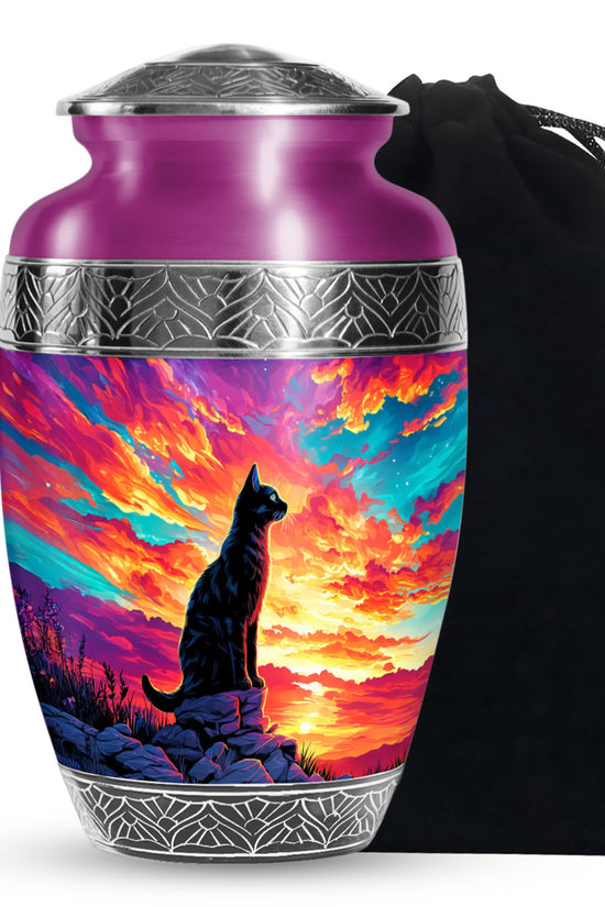 Black Cat Cremation Urn - Artistic Funeral Urn For Pet Ashes