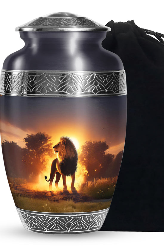Lion Sunset Urn - Beautiful Burial Urns For Adult Human Ashes