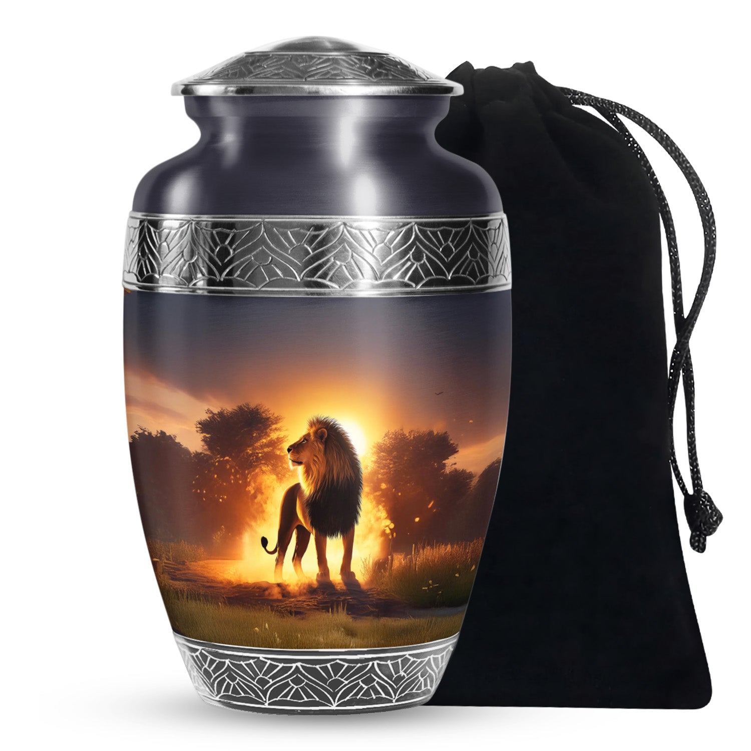 Lion Sunset Urn - Beautiful Burial Urns For Adult Human Ashes
