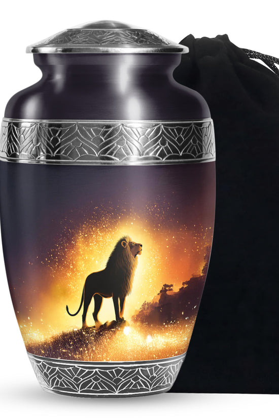 Lion Theme Cremation Urn - Memorial Container Urns For Human Ashes