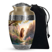 Lion Guardian Memorial Urn - Nature Landscape Cremation Urn For Dad