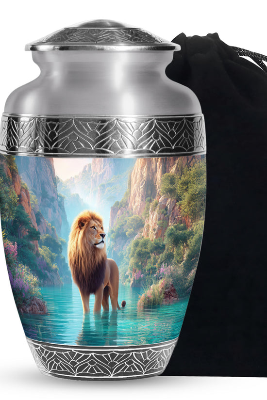 Majestic Lion Cremation Urn - Serene Valley Memorial Urn For Adult Ashes