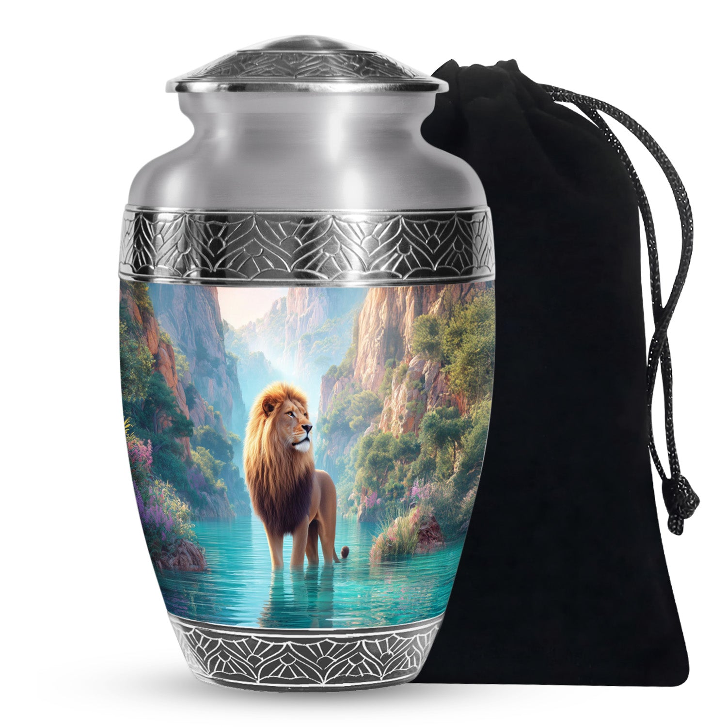 Majestic Lion Cremation Urn - Serene Valley Memorial Urn For Adult Ashes