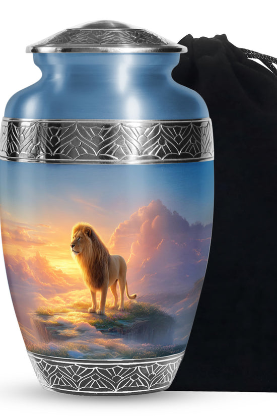 Golden Sky Lion Memorial Urn - Cremation Urn For Adult Ashes