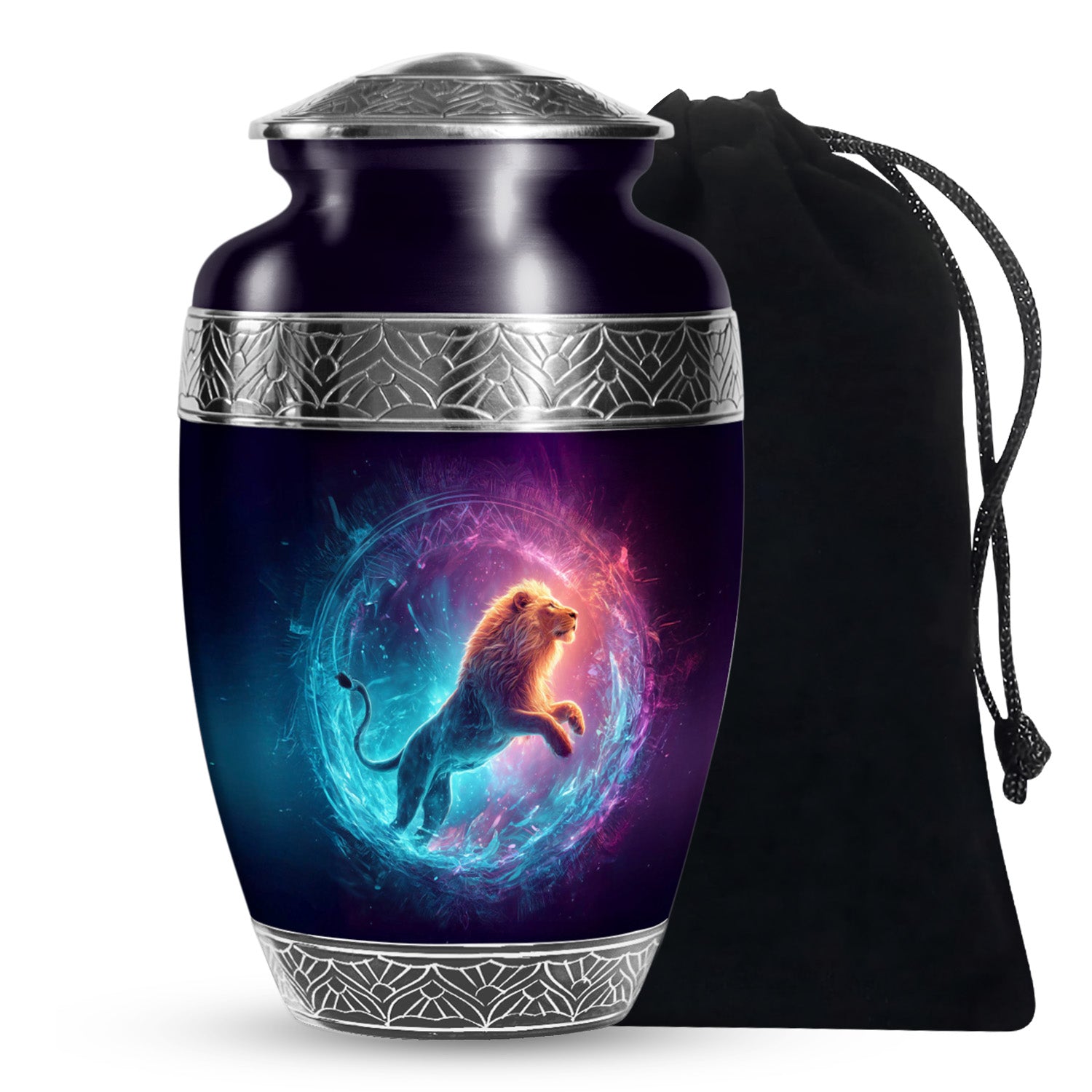 Divine Lion Energy Funeral Urn - Aluminium Cremation Urn For Ashes