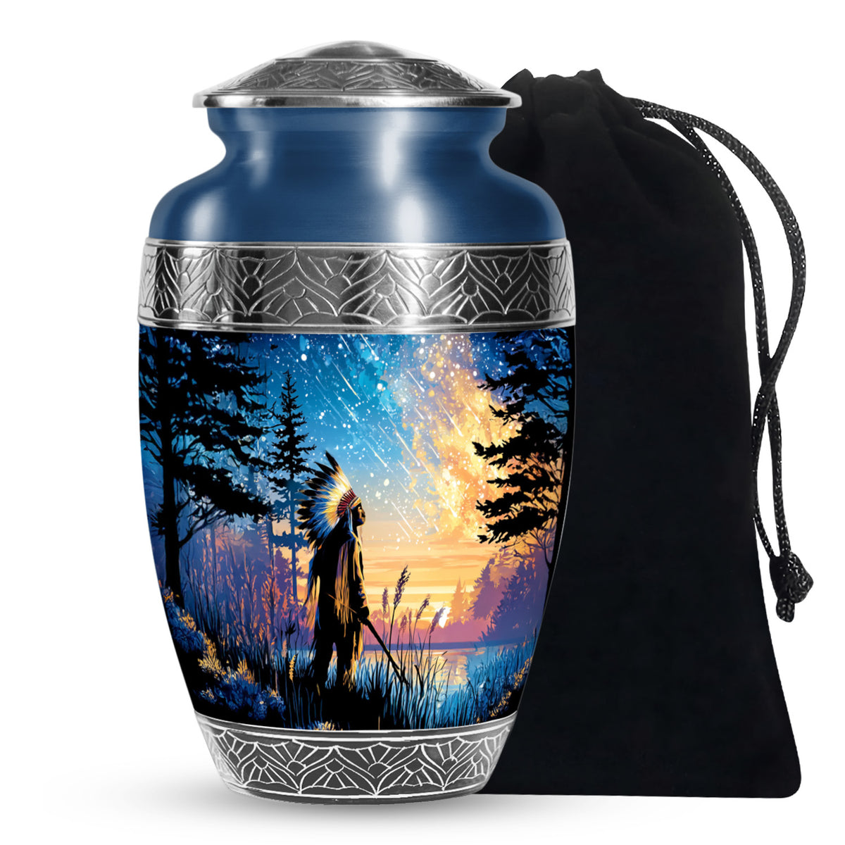 Native American Funeral Urn - Forest Cremation Urn For Human Ashes
