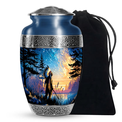 Native American Funeral Urn - Forest Cremation Urn For Human Ashes