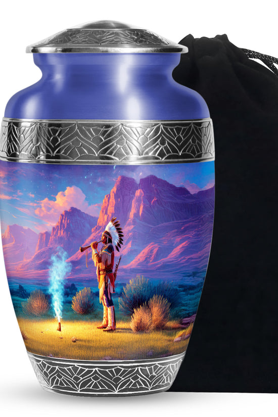 Native American Cremation Urn -Sunset Memorial Urn For Men