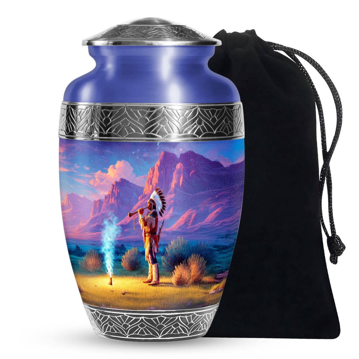Native American Cremation Urn -Sunset Memorial Urn For Men