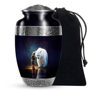 Native American Burial Urn - White Bear Spirit Memorial For Human Ashes
