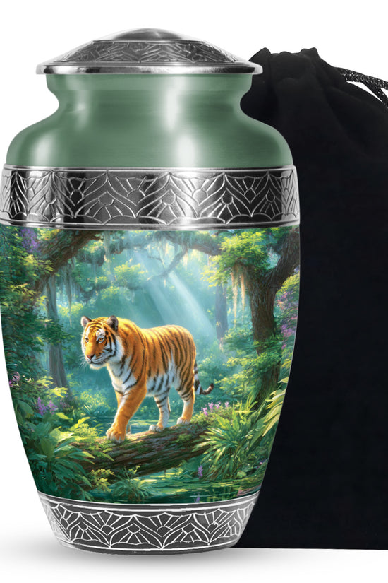 Tiger Memorial Urn - Jungle Wildlife Cremation Urn For Male Ashes