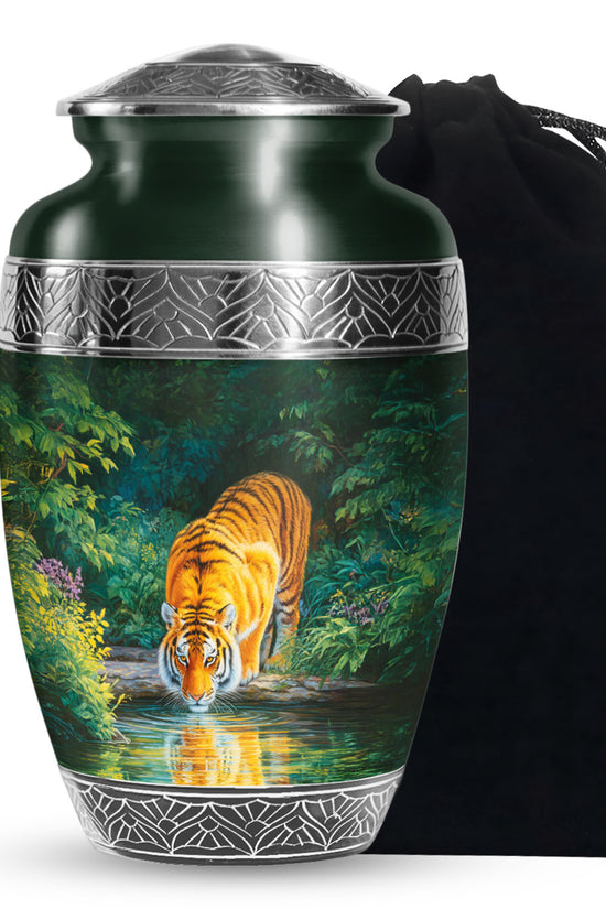 Wildlife Tiger Funeral Urn - Nature River Cremation Urn For Loved Ones