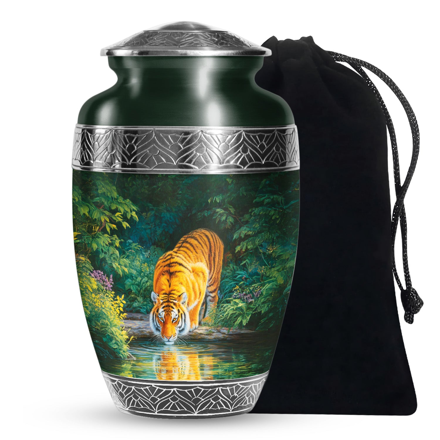 Wildlife Tiger Funeral Urn - Nature River Cremation Urn For Loved Ones