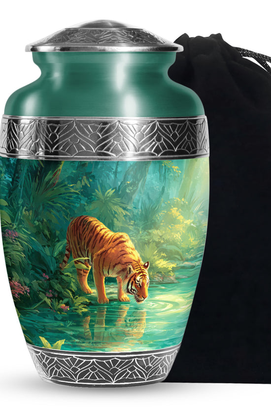 Forest Tiger Funeral Urn - Tropical River Memorial Urn For Burial