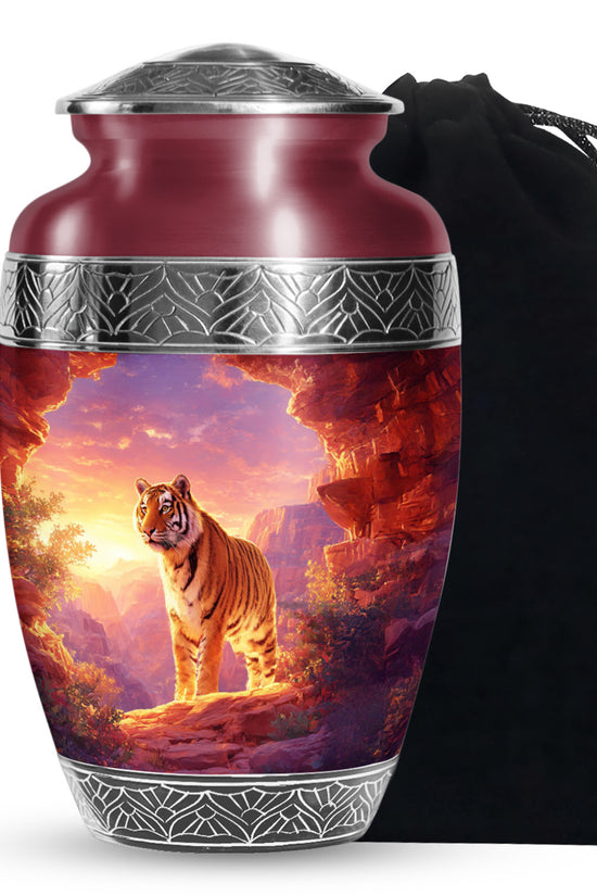 Tiger Tribute Memorial Urn - Sunset Mountain Cremation Urn For Dad