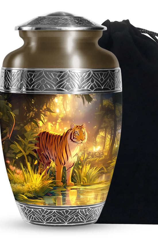 Jungle Tiger Funeral Urn - Aristic Cremation Urn For Burial