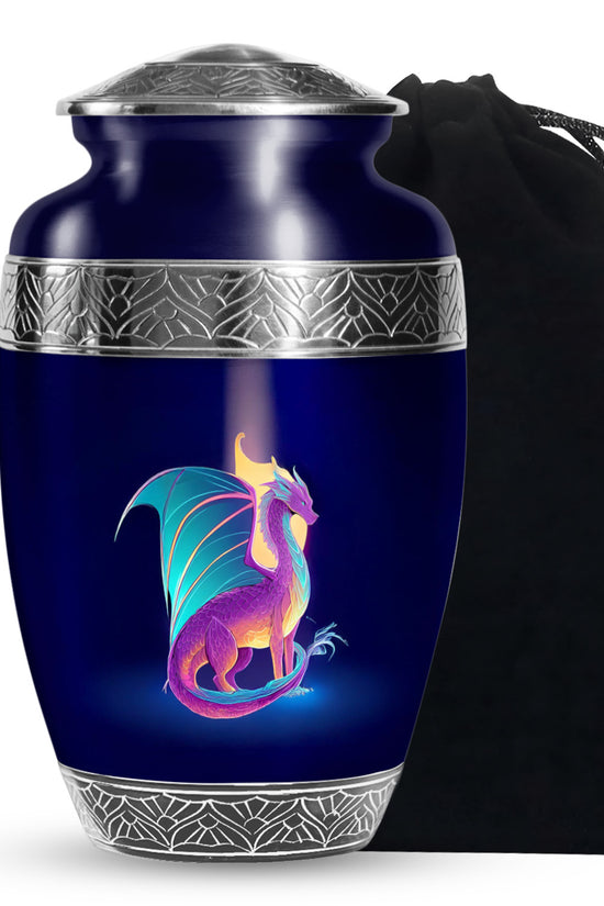 Artistic Neon Dragon Funeral Urn - Aluminium Memorial Urn For Ashes