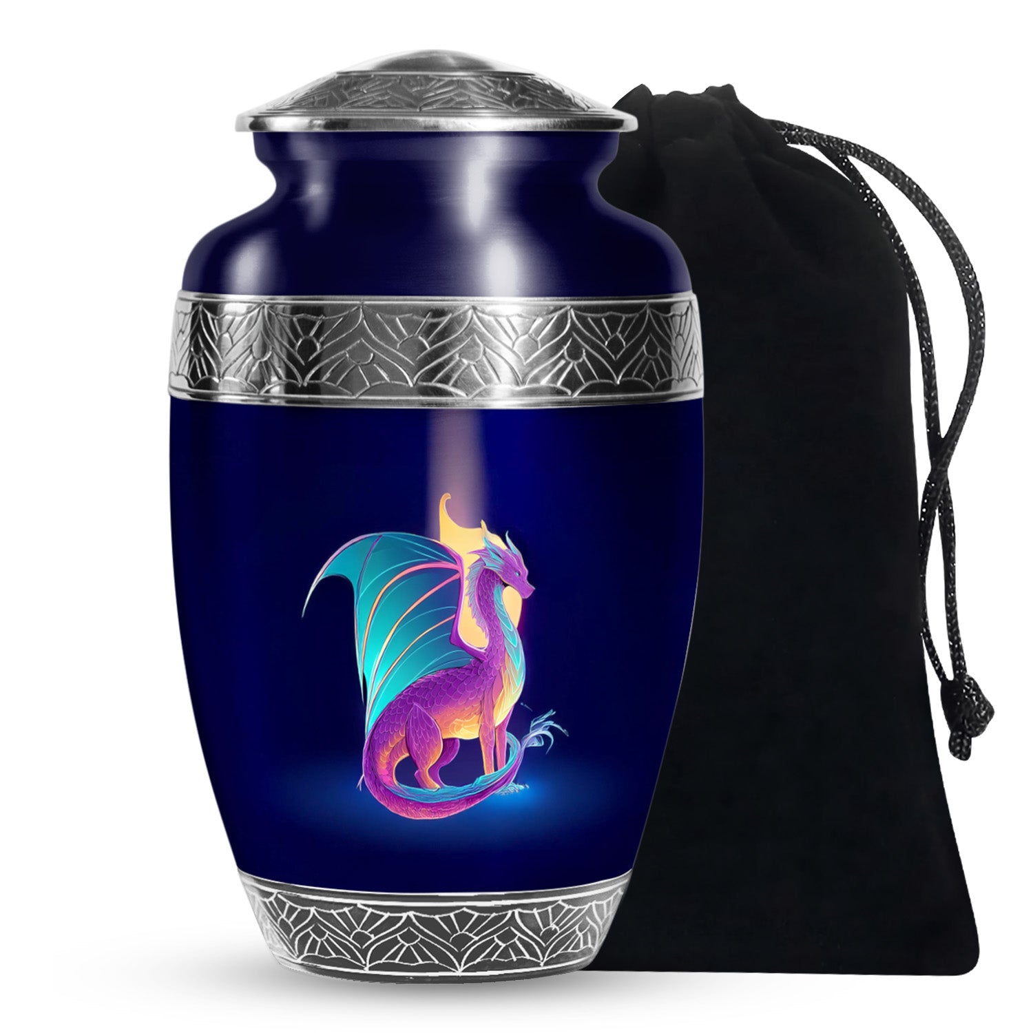 Artistic Neon Dragon Funeral Urn - Aluminium Memorial Urn For Ashes