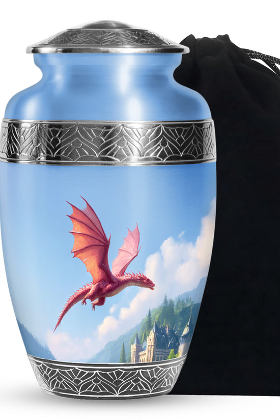 Flying Dragon Funeral Urn - Blue Cremation Urn For Human Ashes
