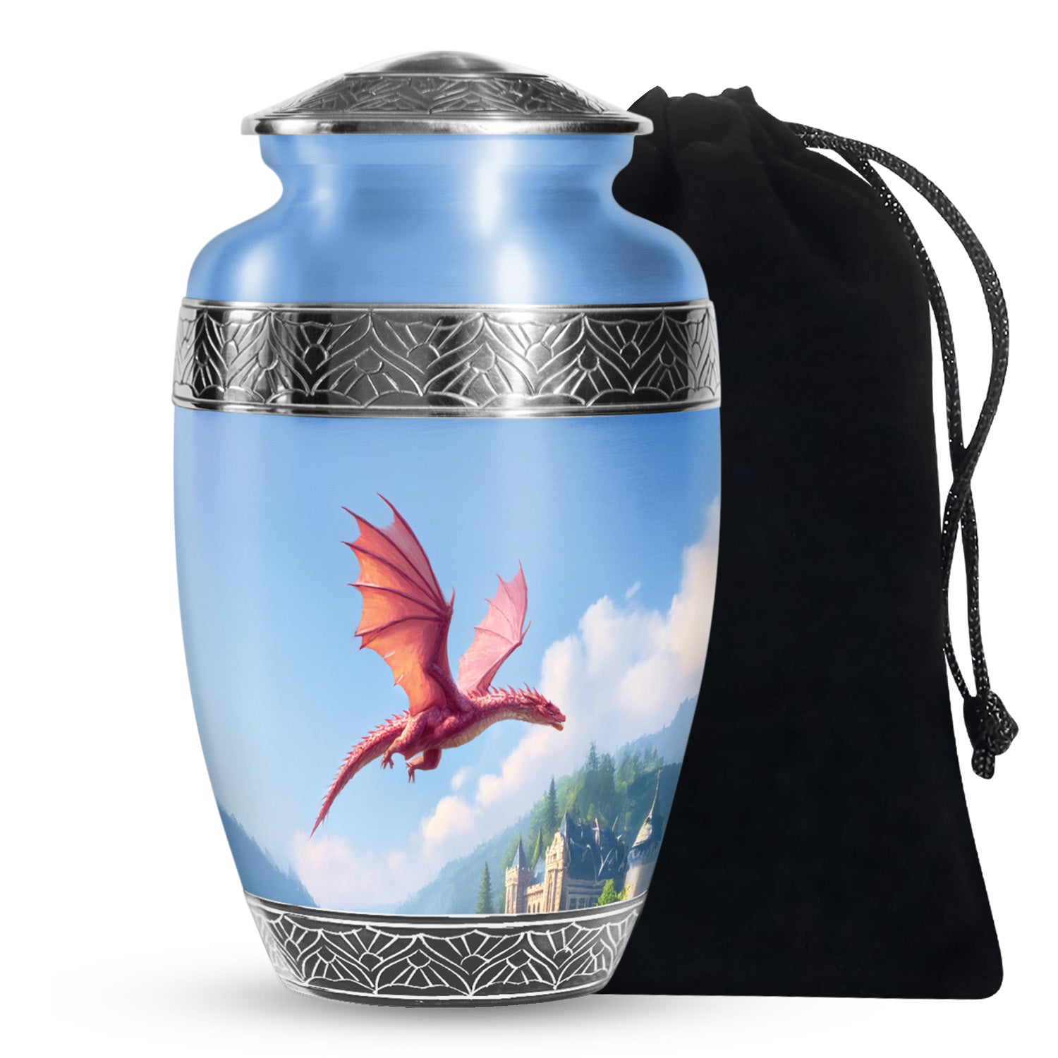 Flying Dragon Funeral Urn - Blue Cremation Urn For Human Ashes