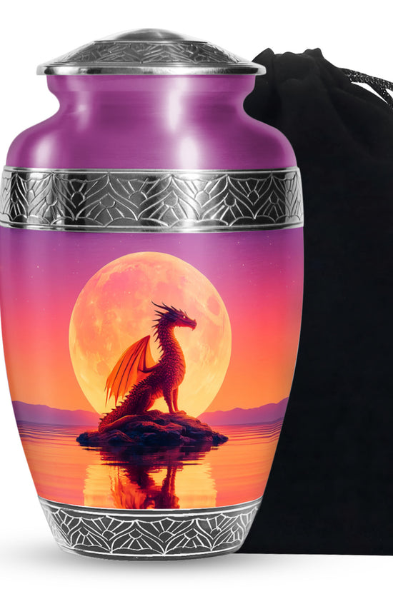 Red Dragon Cremation Urn - Full Moon Memorial Urn For Loved Ones