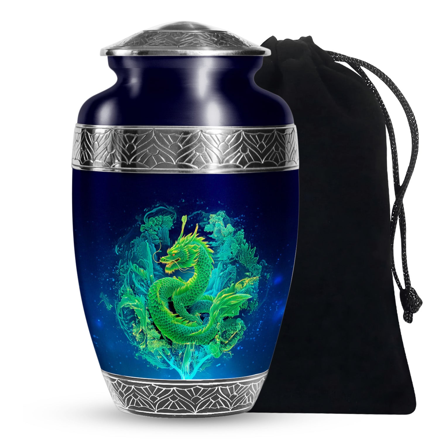 Green Dragon Memorial Urn - Neon Funeral Urn For Adult Ashes